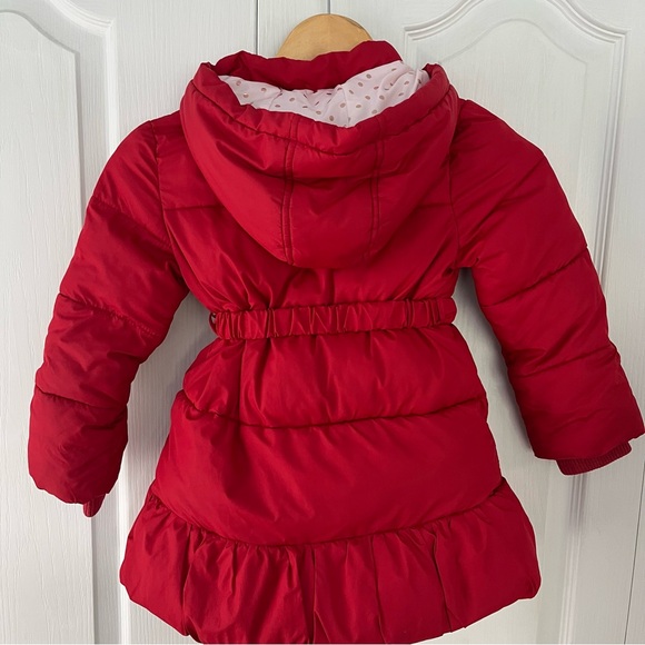Kate Spade New York Toddler girl size 5 hooded Red Puffer Coat With Rosette - Picture 2 of 10